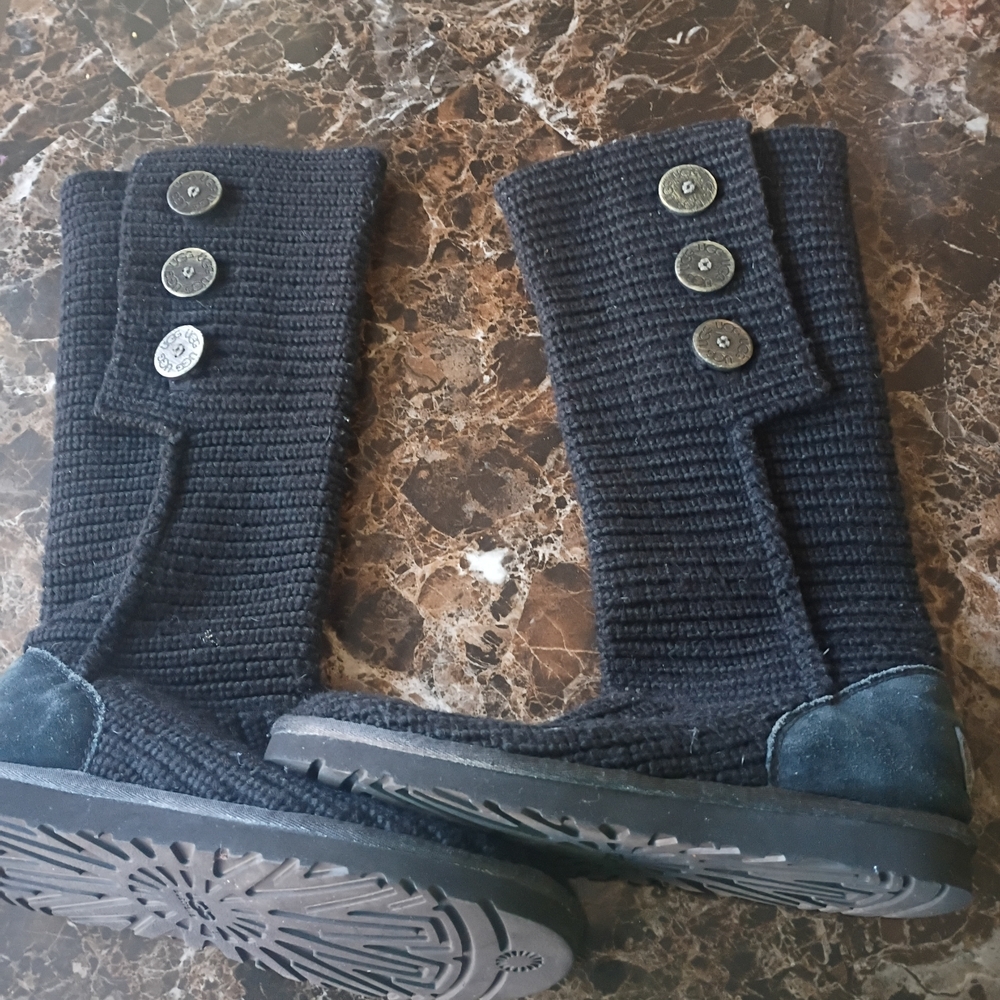 UGG Black Knit Suede Booties - Picture 2 of 8